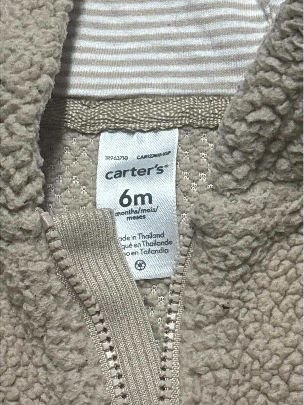 Carter's 6 months Beige Sherpa Fleece Baby with Hood Ears snow outfit boys girls